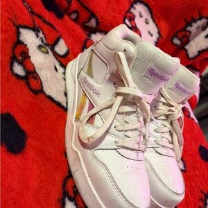 Reebok White and Pink High-Top Sneakers